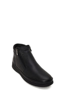 Male Black Zip Closure Leather Boots | Derimod