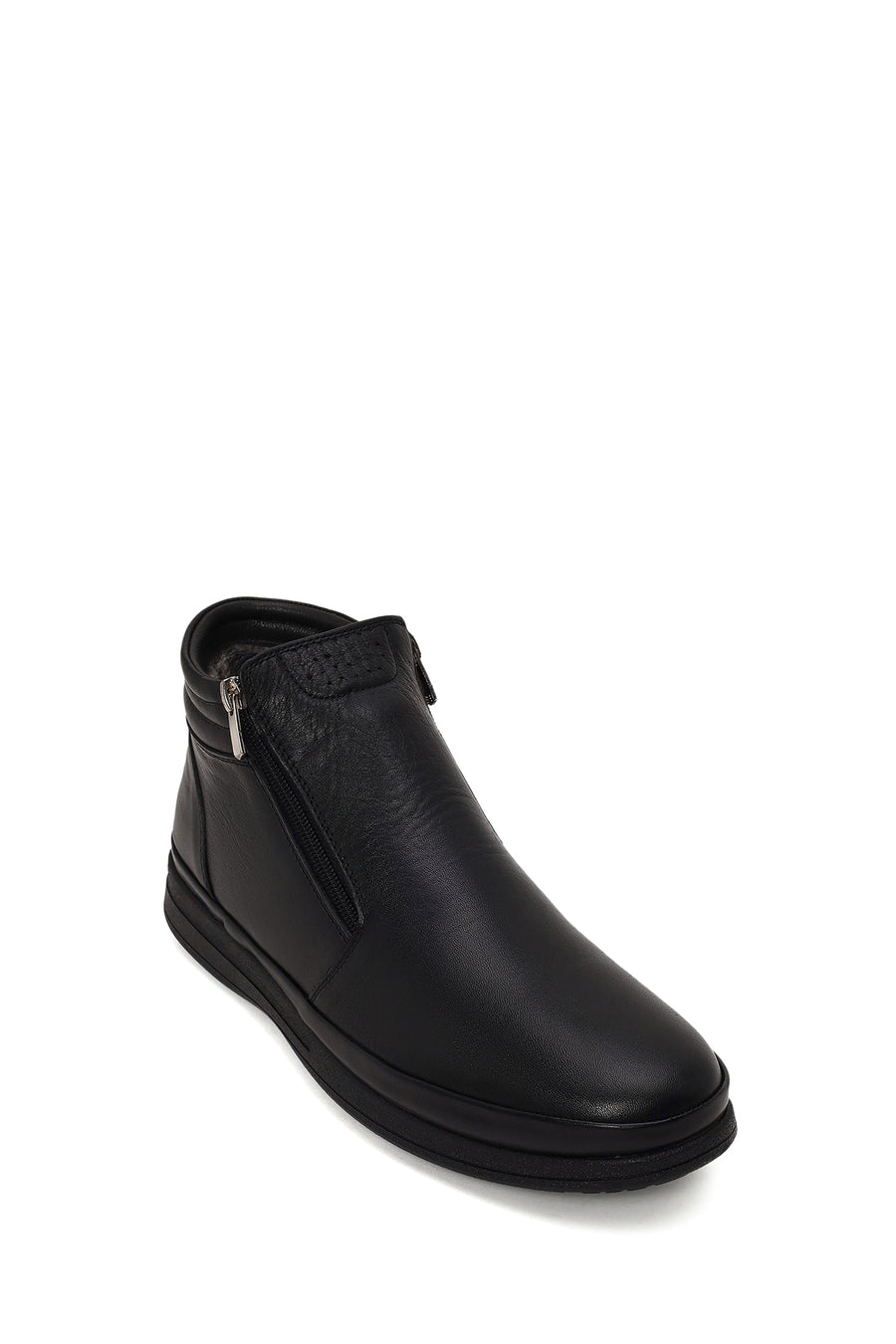 Male Black Zip Closure Leather Boots