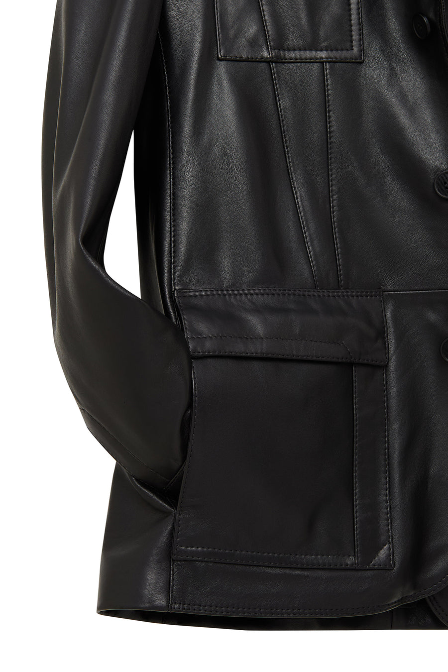 Kane Men's Black Buttoned Blazer Leather Jacket