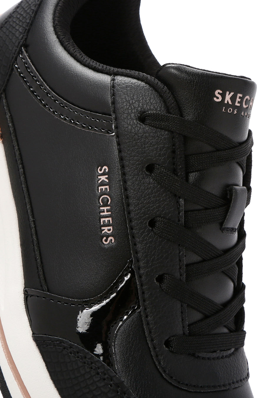 Skechers Women's Black Fine Shine Thick Soled Sneaker