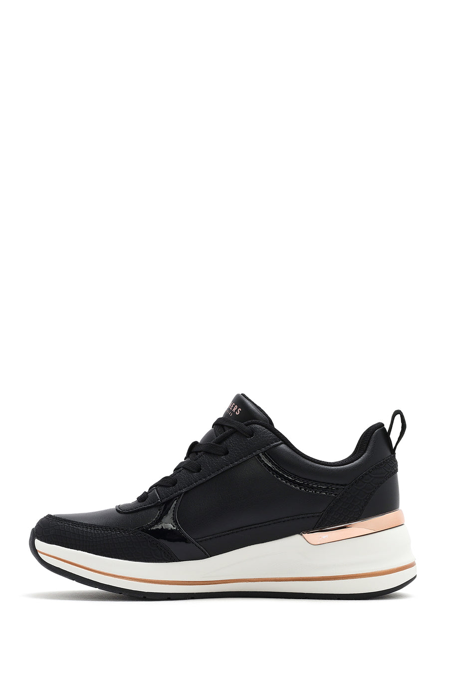 Skechers Women's Black Fine Shine Thick Soled Sneaker