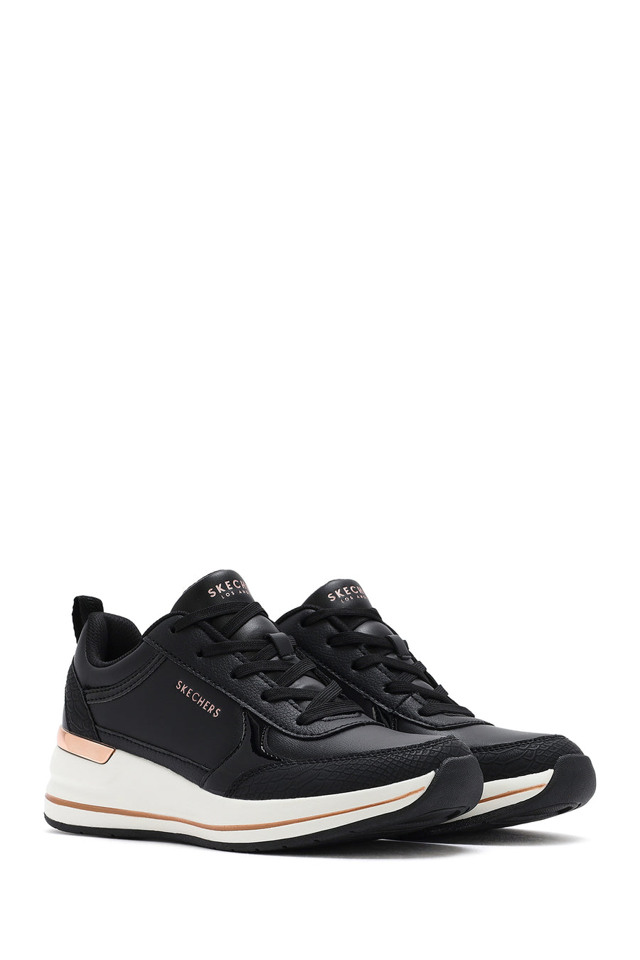 Skechers Women's Black Fine Shine Thick Soled Sneaker