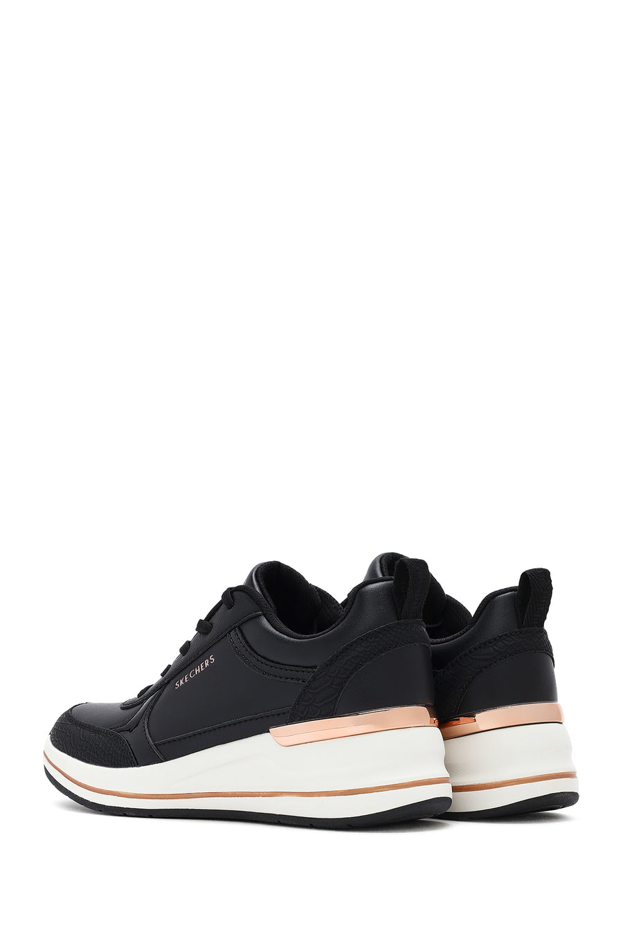 Skechers Women's Black Fine Shine Thick Soled Sneaker