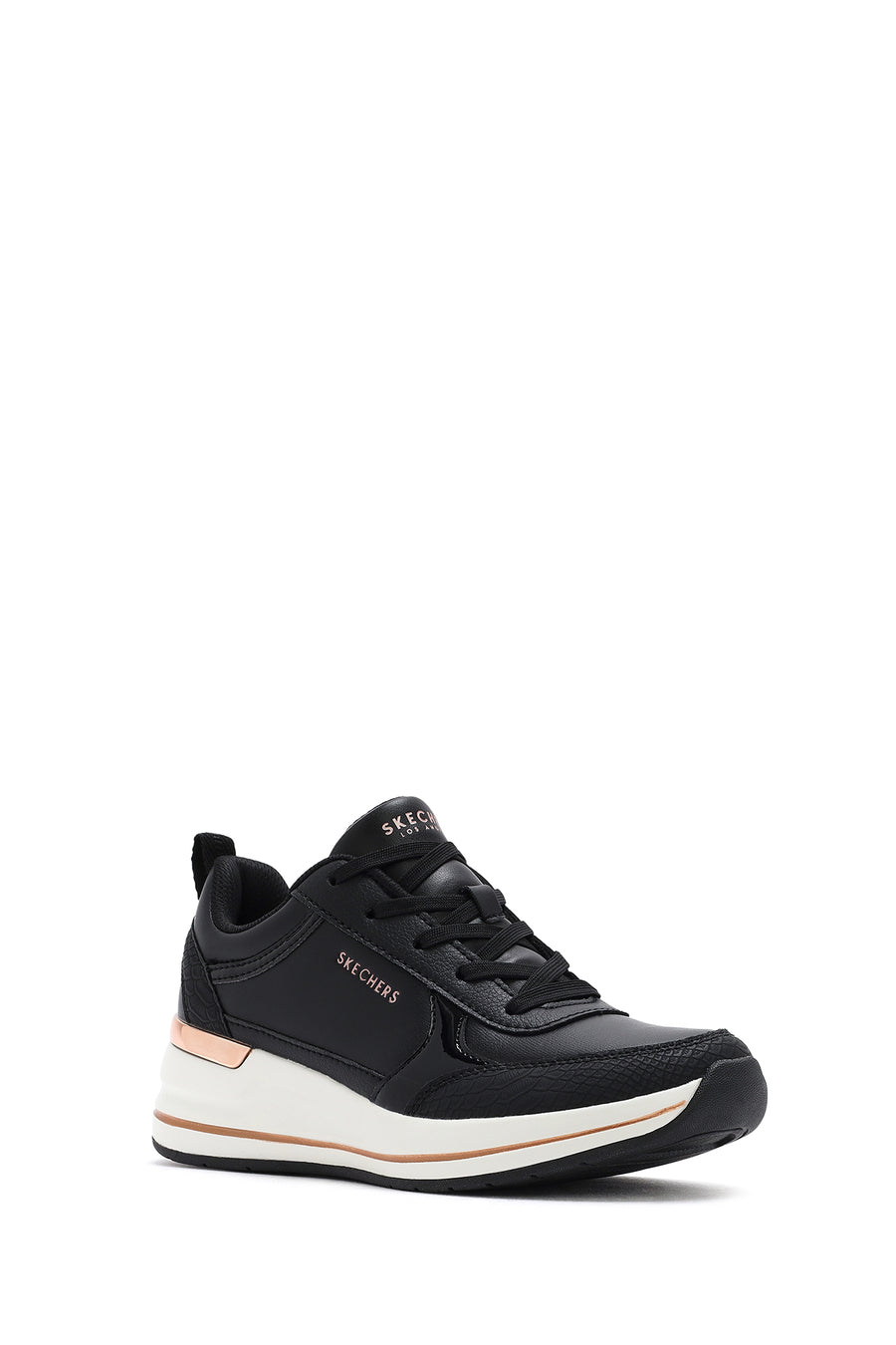 Skechers Women's Black Fine Shine Thick Soled Sneaker