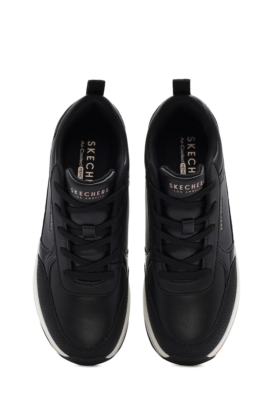 Skechers Women's Black Fine Shine Thick Soled Sneaker