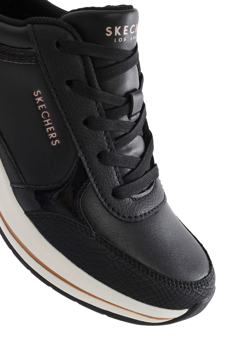 Skechers Women's Black Fine Shine Thick Soled Sneaker