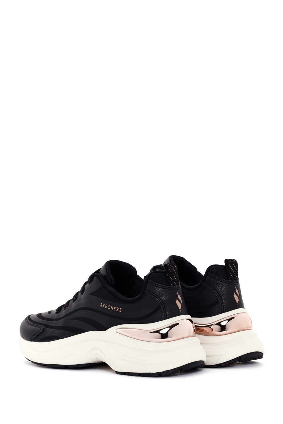 Skechers Women's Black Hazel - Step N Flow Lace Up Thick Soled Sneaker