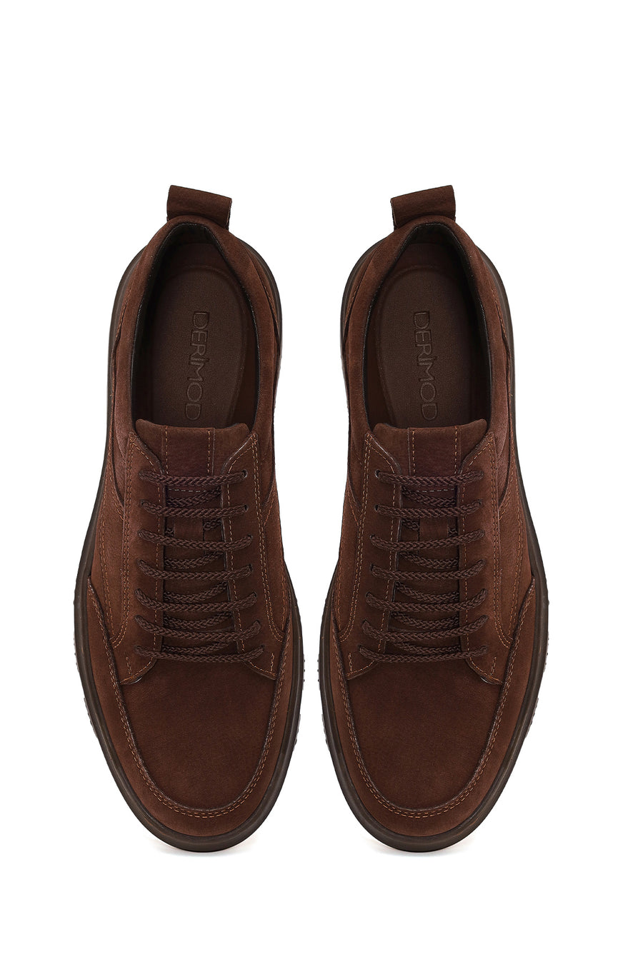 Male Brown Lace-Up Nubuck Leather Casual Sneaker