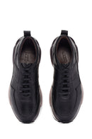 Men's Black Lace-up Thick-Sole Leather Casual Sneaker | Derimod