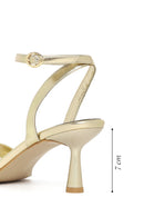 Women's Gold Ankle Buckle Thin Heel Metallic Sandals | Derimod