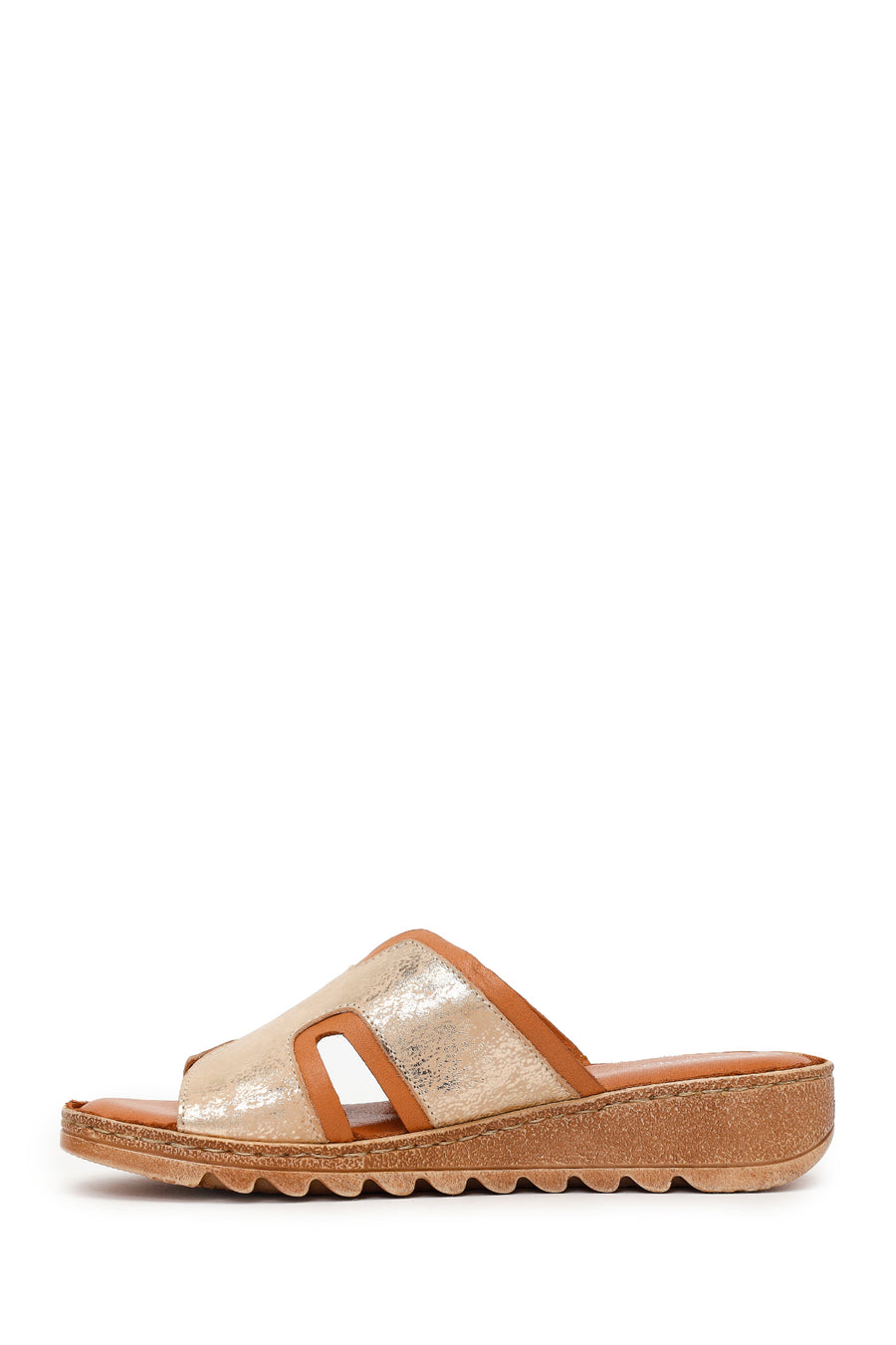 Woman Tan Leather Comfort Slipper
