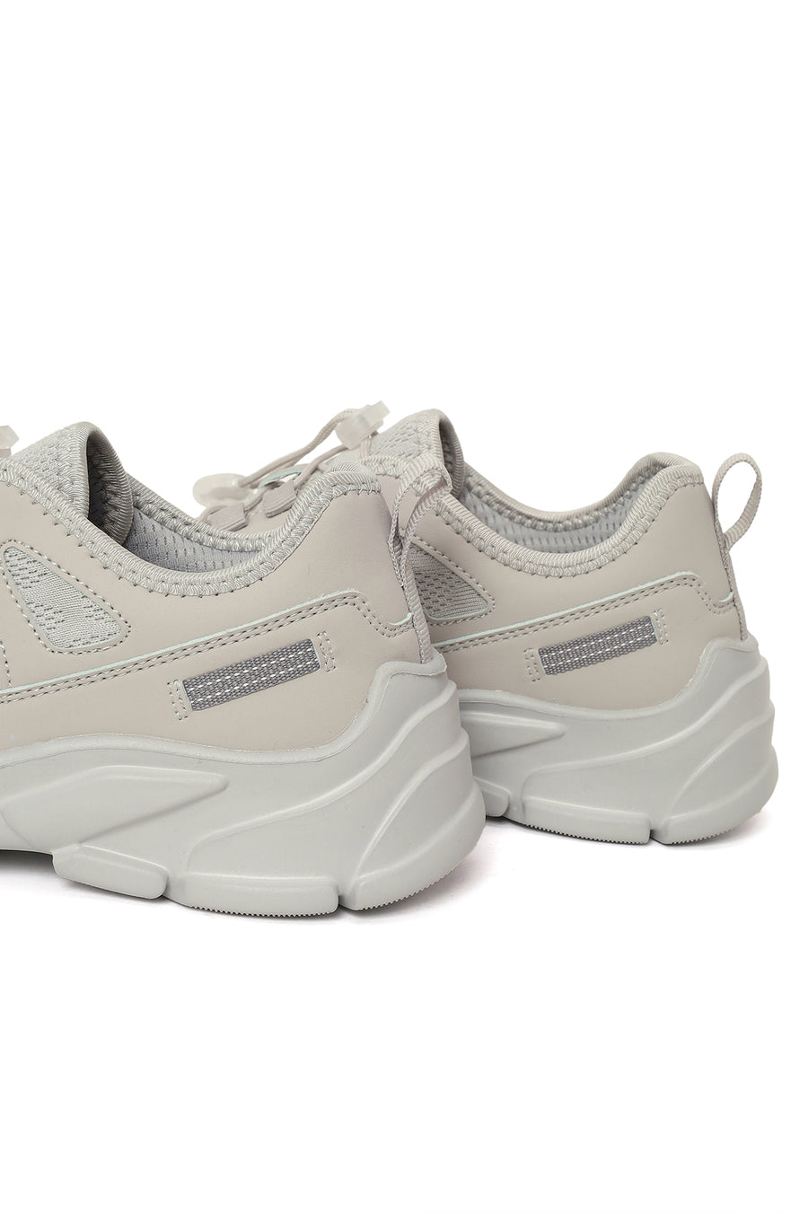 Woman Grey Lace-Up Chunky Sole Sneakers