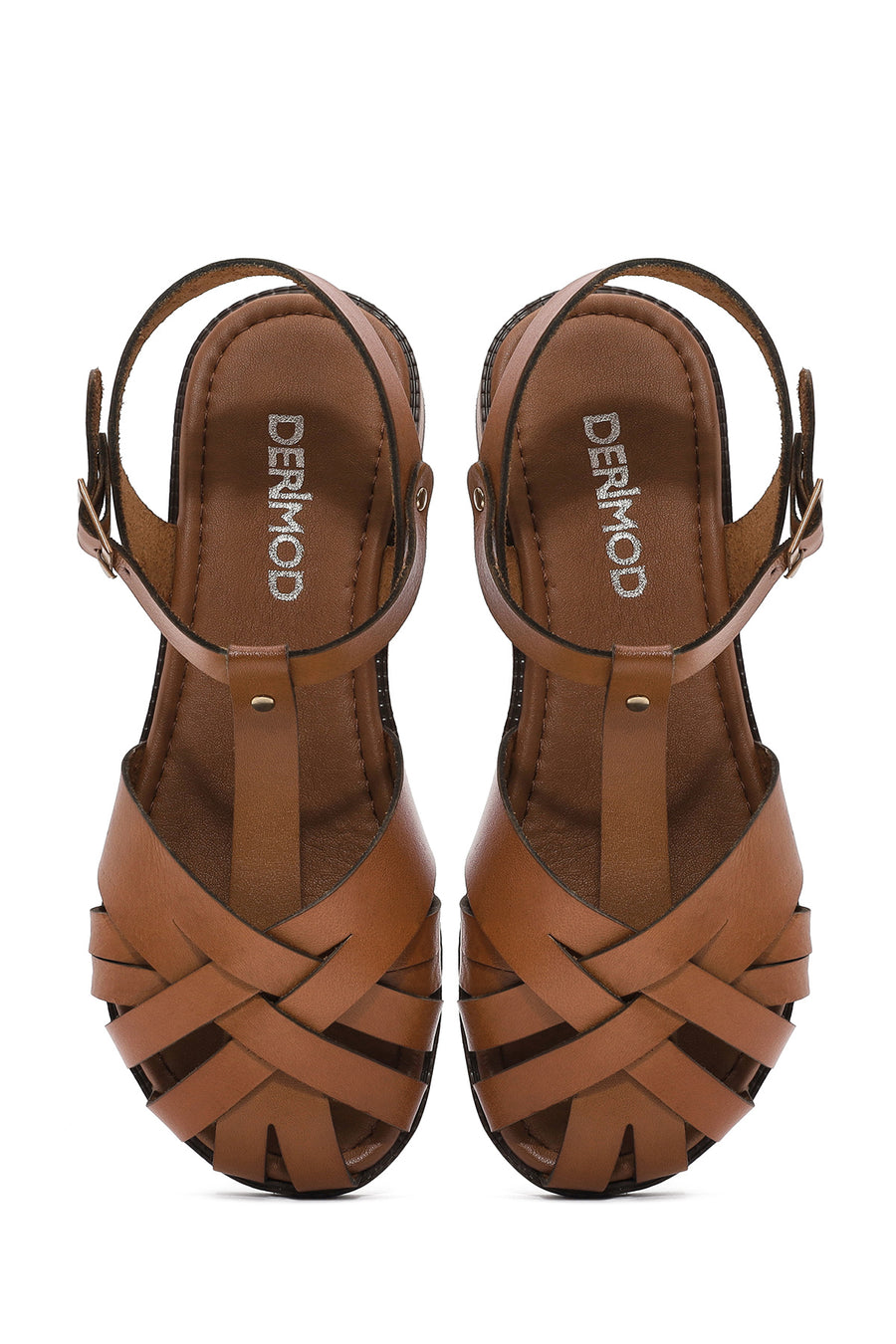 Women's Tan Leather Ankle Strap Bodrum Sandals
