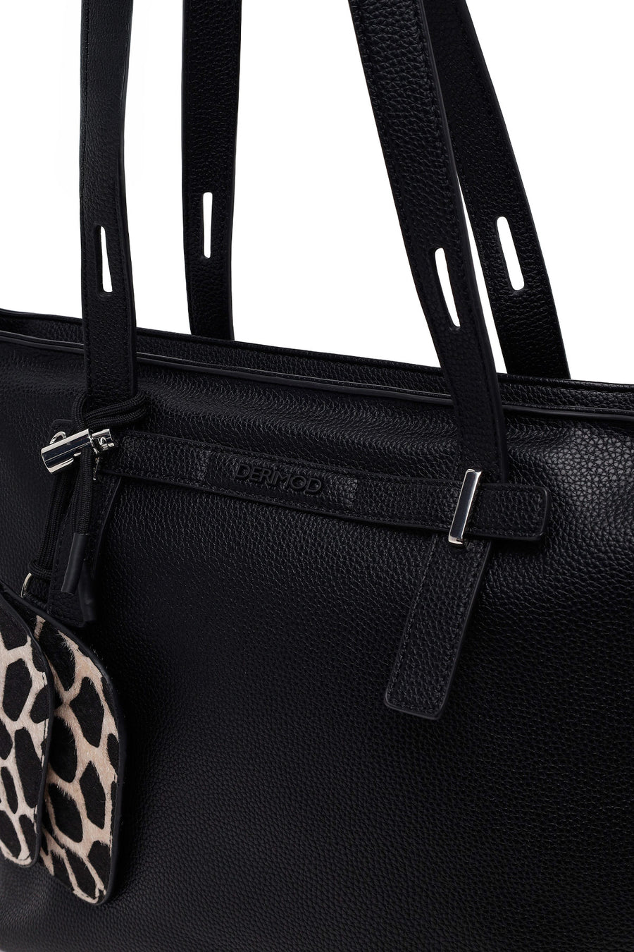 Women's Black Shoulder Bag with Accessories