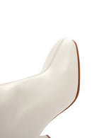 Women's Cream Zippered Thick Heeled Leather Boots | Derimod