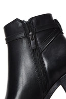 Women's Black Zippered Low Heel Leather Boots | Derimod