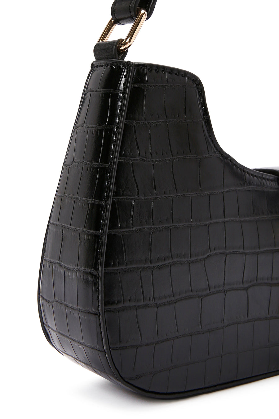 Women's Black Long Strap Crocodile Handbag