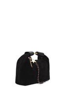 Women's Black Long Strap Suede Leather Mini Handbag | Derimod