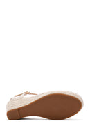 Women's Beige Ankle Strap Stone Wedge Heel Espadrille | Derimod