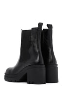 Women's Black Leather Heeled Chelsea Boots | Derimod