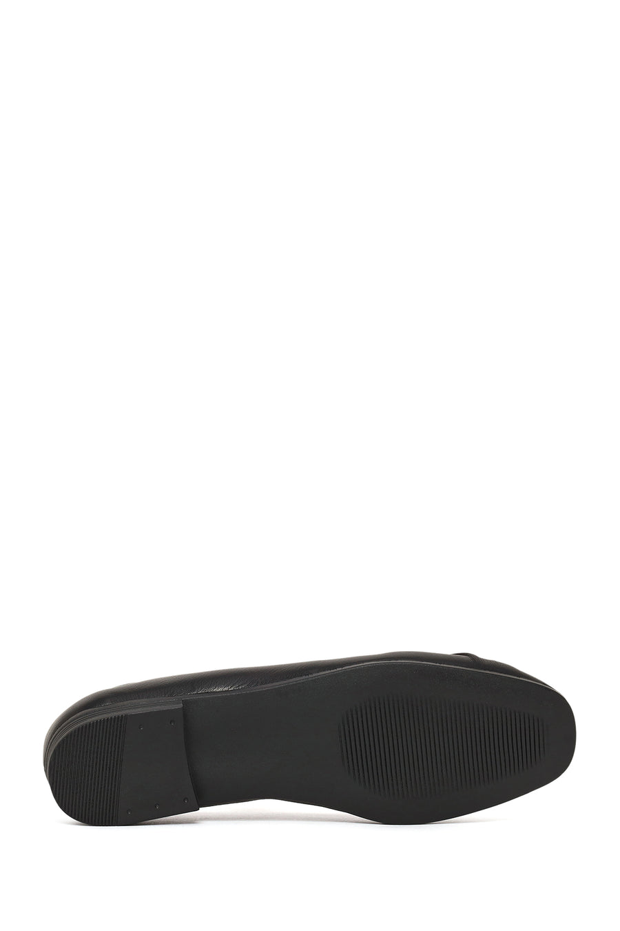 Women's Black Banded Leather Ballerinas