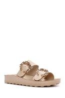 Women's Beige Thick Soled Comfort Slippers | Derimod