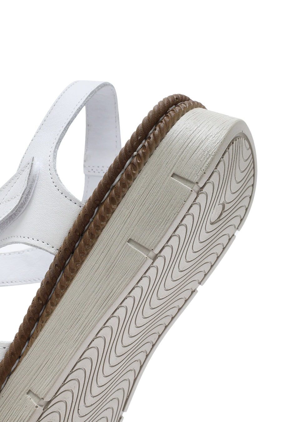 Women's White Ankle Strap Thick Soled Leather Comfort Sandals