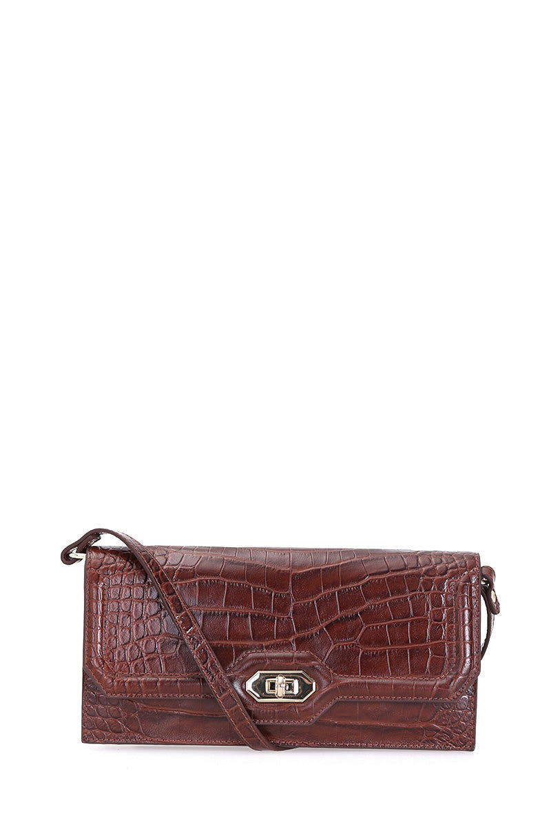 Croco Tan Women's Leather Bag