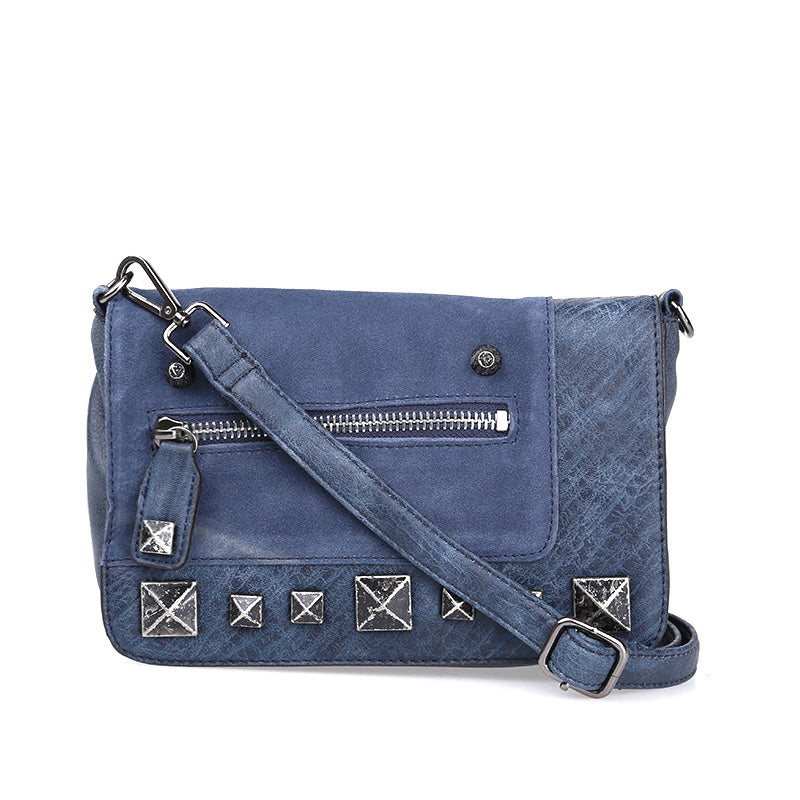 Kadın Mavi Suni Deri Çapraz Çanta