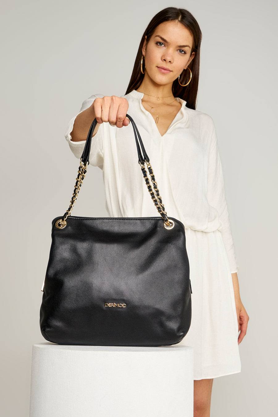 Women's Leather Shoulder Bag with Chain Handle 17WBD2911AS | Derimod