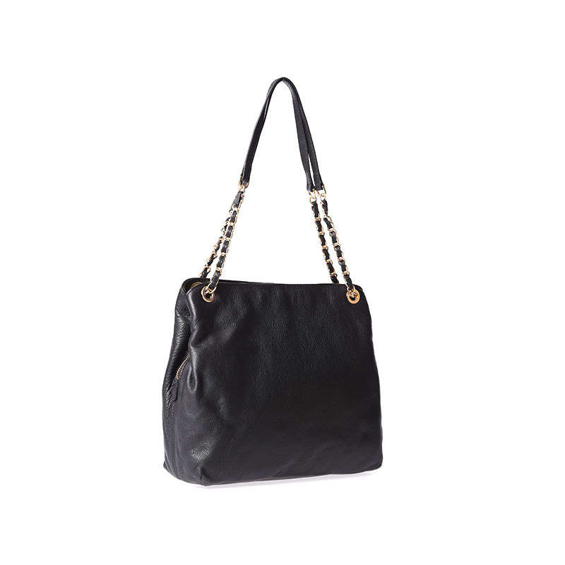 Women's Leather Shoulder Bag with Chain Handle