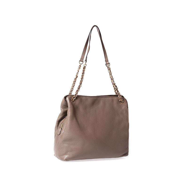 Mink Women's Leather Shoulder Bag with Chain Handle