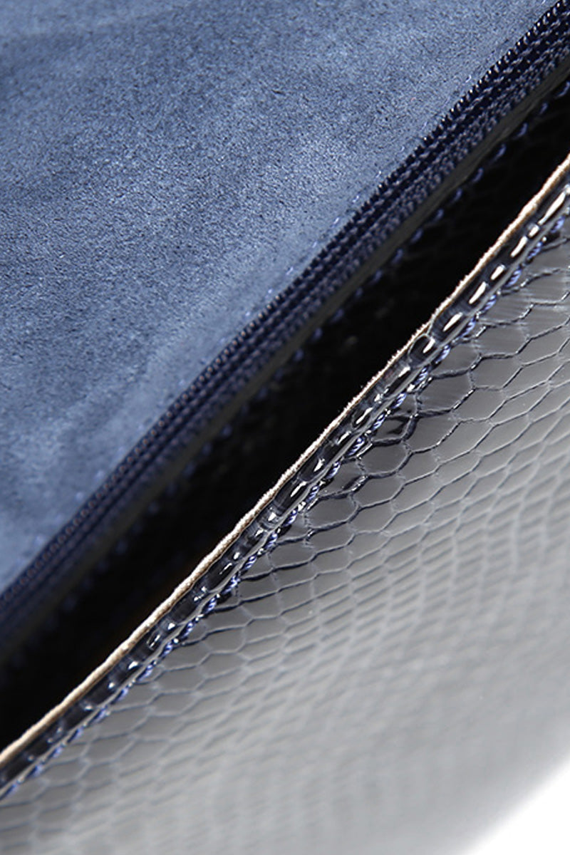 Navy Blue Patent Leather Women's Portfolio