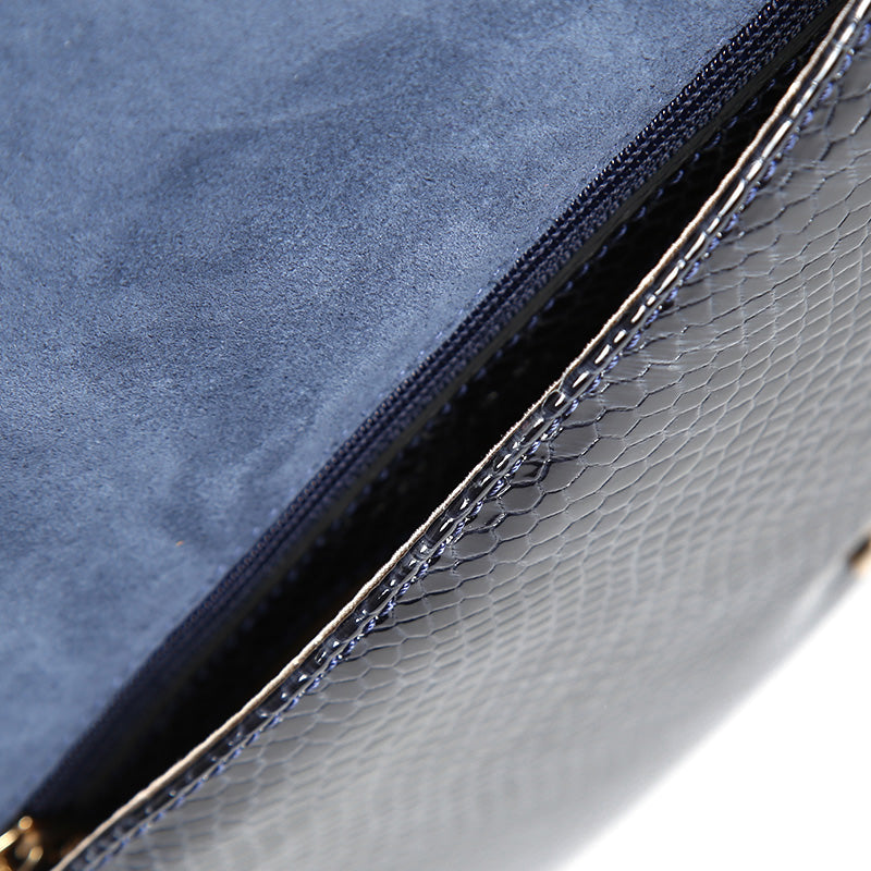 Navy Blue Patent Leather Women's Portfolio