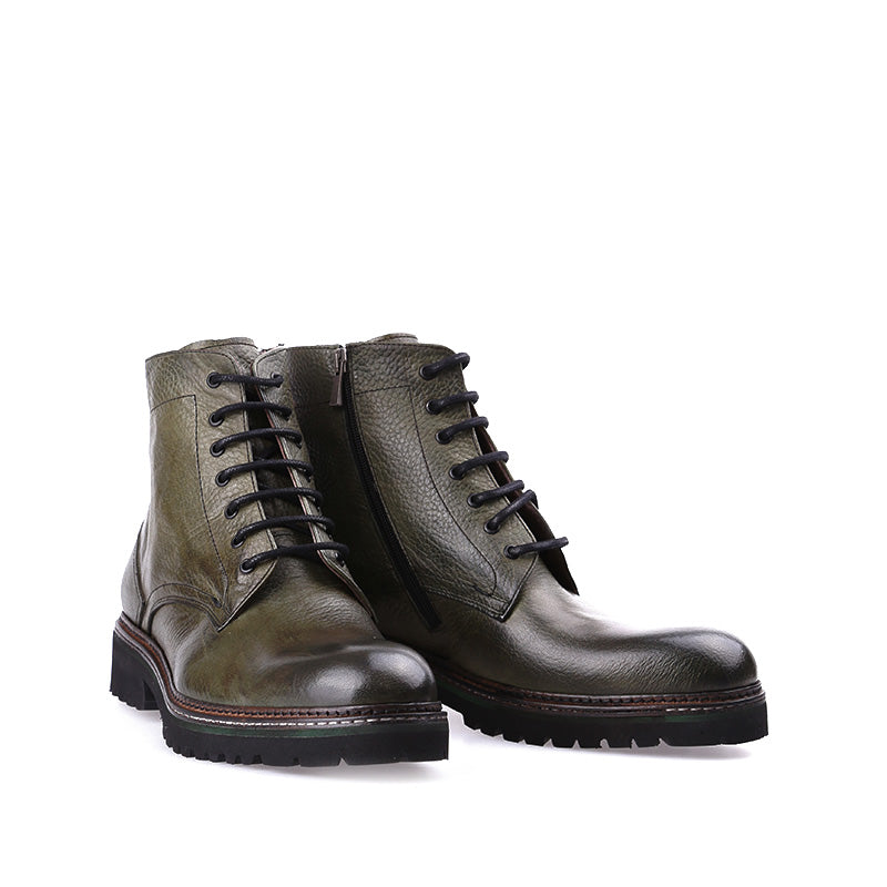 Men's Green Leather Boots