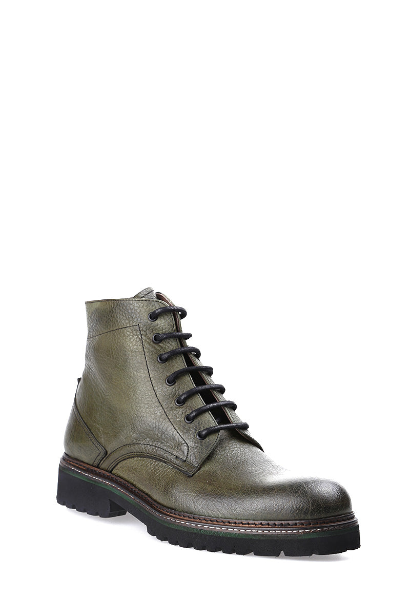 Men's Green Leather Boots