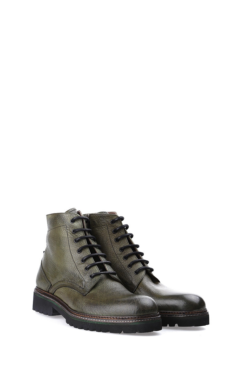 Men's Green Leather Boots