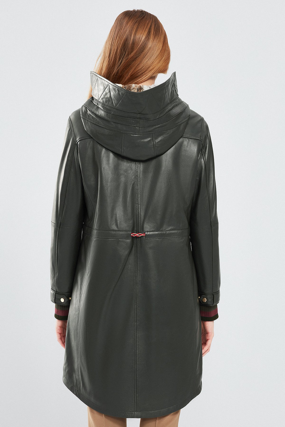 Valentina Kadın Yeşil Kürklü Deri Parka