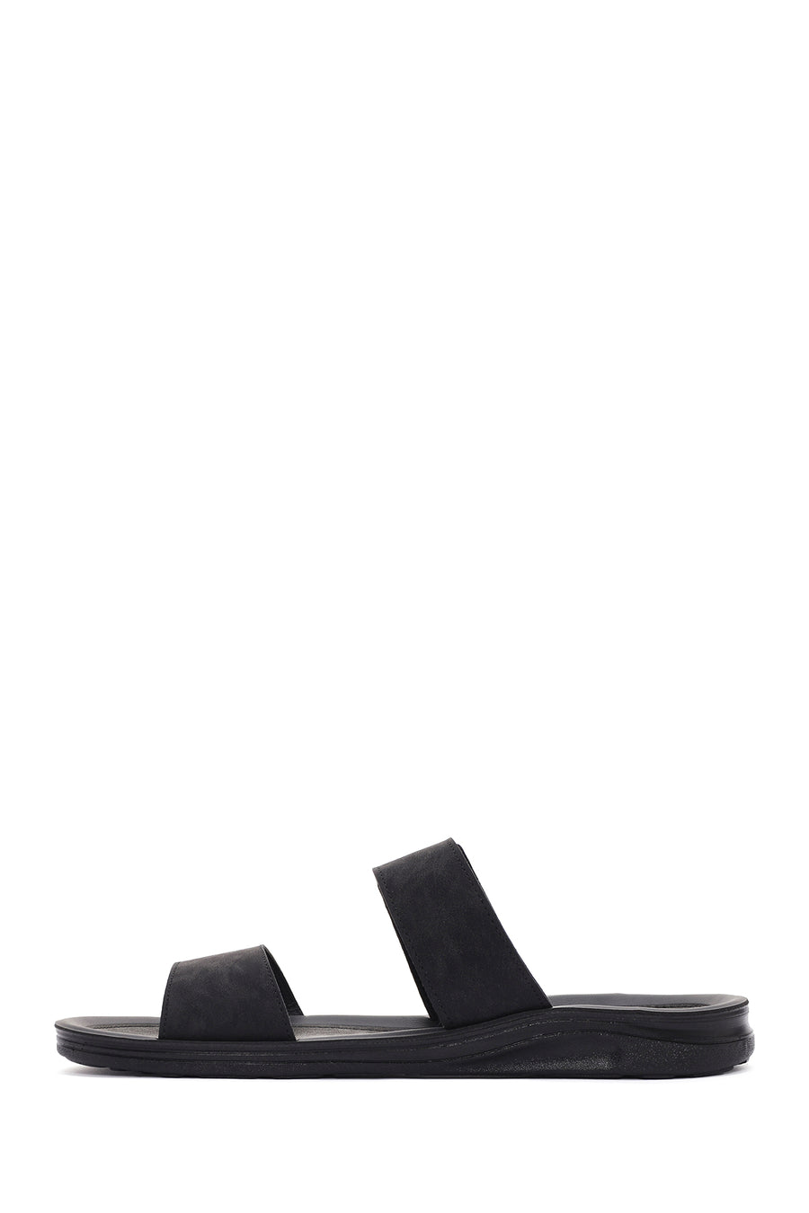Men's Black Nubuck Leather Casual Slippers