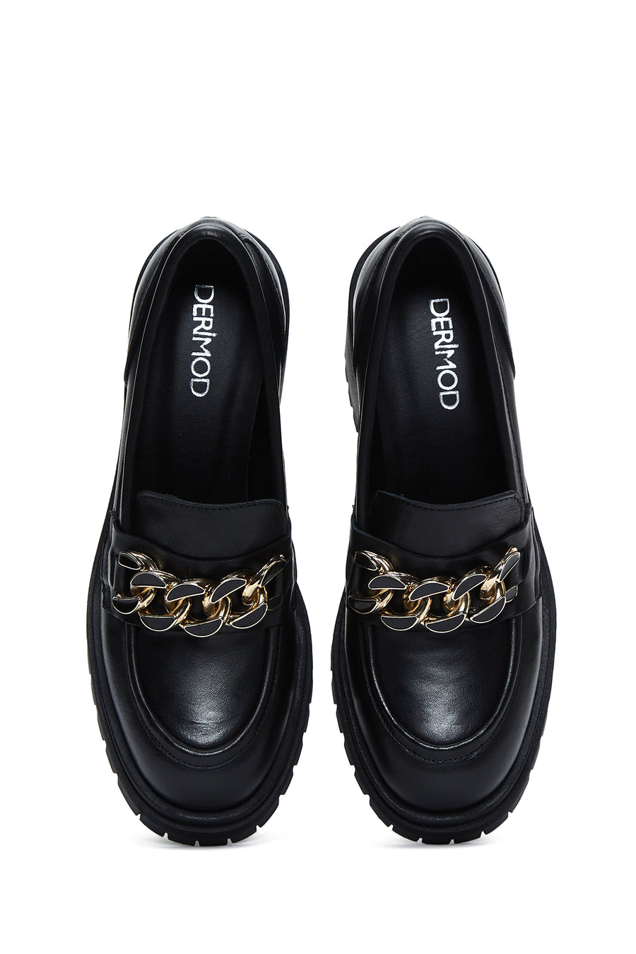 Women's Black Leather Heeled Loafer