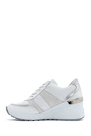 Kadın Beyaz Dolgu Topuklu Yandan Fermuarlı Deri Sneaker | Derimod