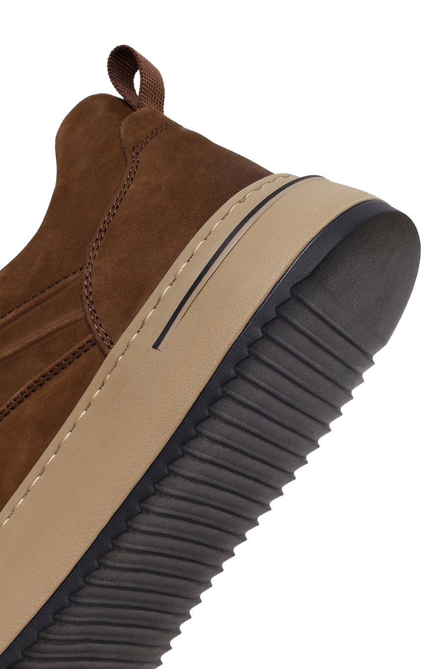 Erkek Kahverengi Bağcıklı Kalın Tabanlı Nubuk Deri Sneaker