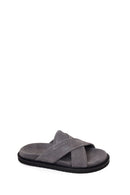 Male Grey Suede Slipper | Derimod