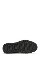 Erkek Siyah Bağcıklı Deri Casual Sneaker | Derimod