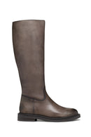 Geox Women's Brown Serilda Zippered Leather Boots | Derimod