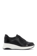 Women's Black Thick Soled Leather Sneaker | Derimod