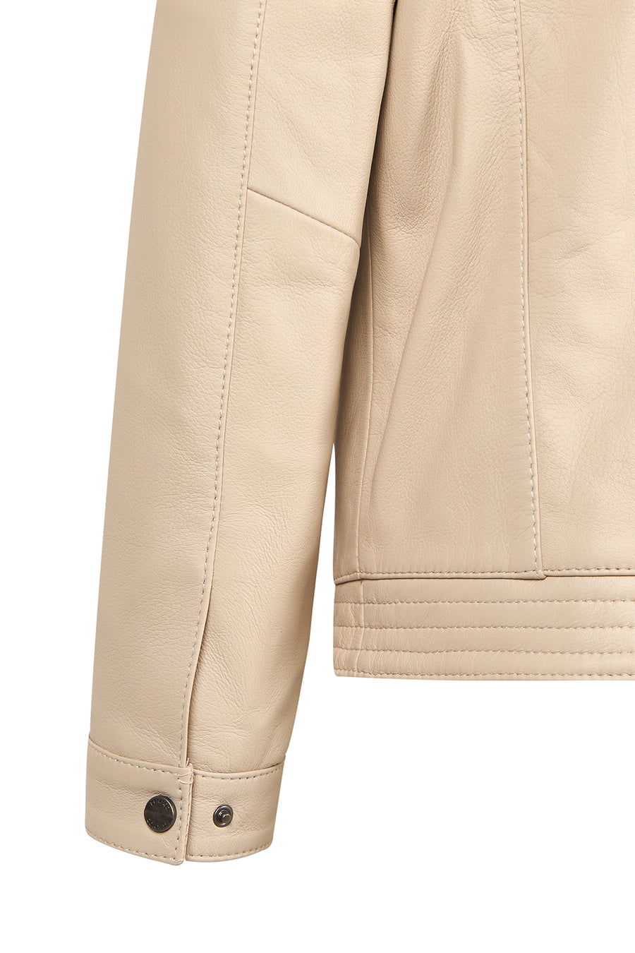 Oscar Male Beige Zip-Up Leather Jacket