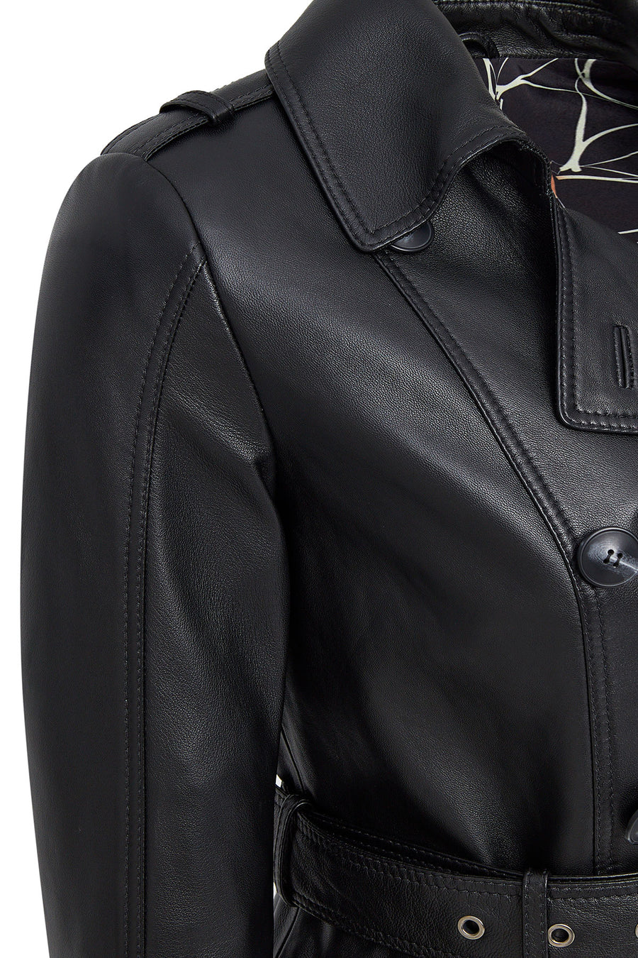 Matilda Women's Black Double Breasted Leather Coat