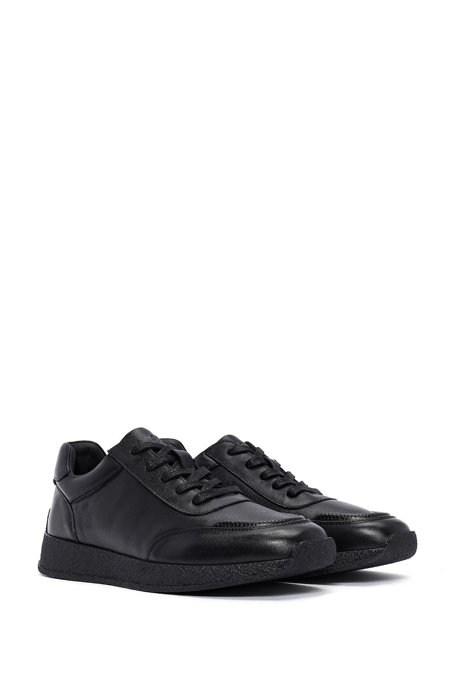 Men's Black Lace-up Leather Sneaker