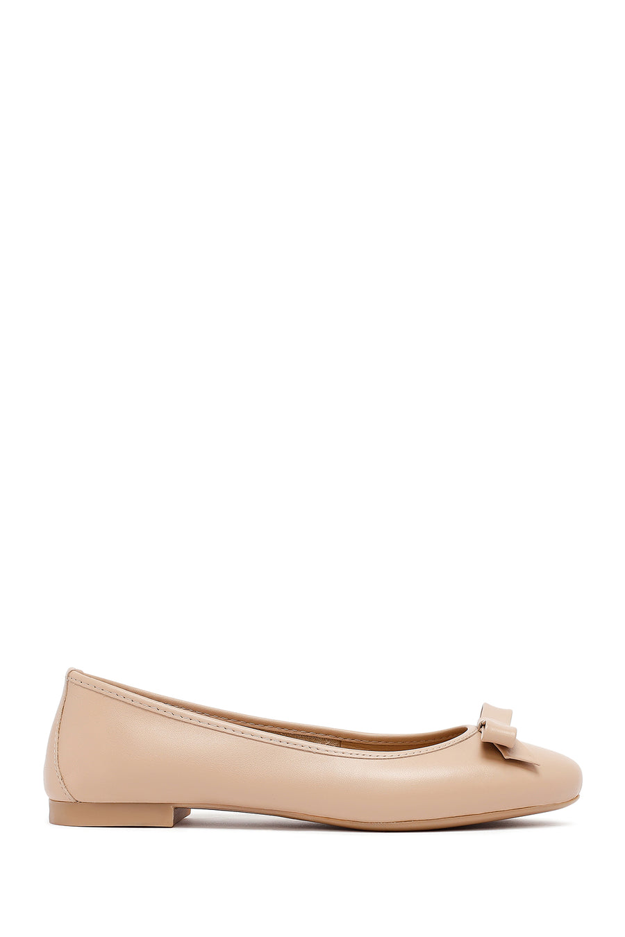Women's Beige Leather Ballerinas 26PFD290718 | Derimod